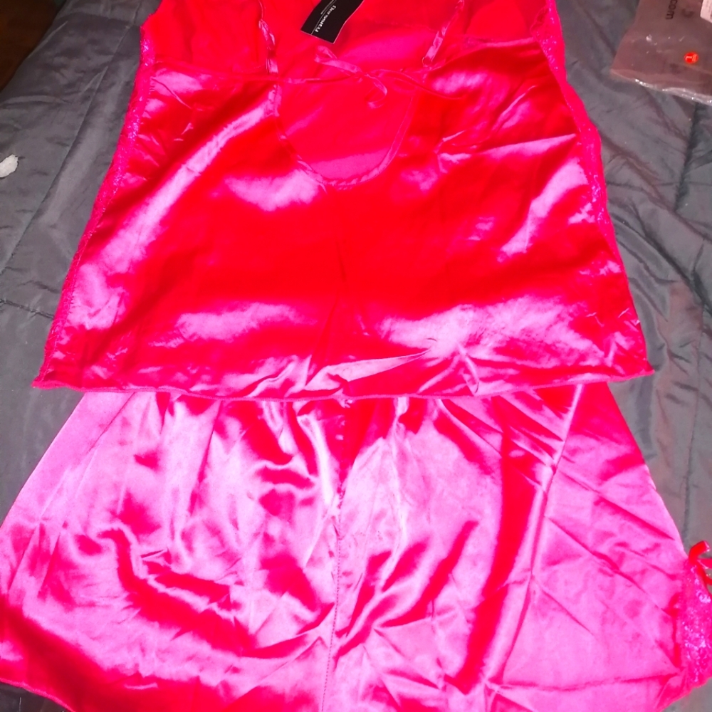 Pink satin lingerie